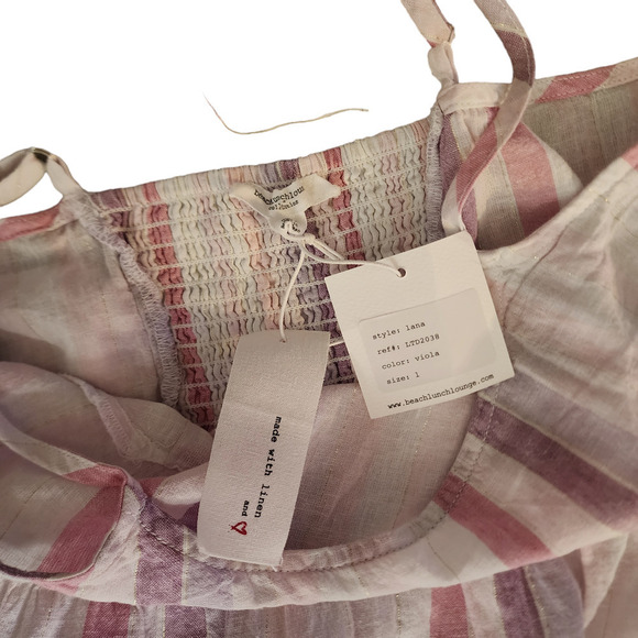 Nwt Beach Lunch Lounge Viola Stripe Adjustable Cami Tiered Smock Lana Dress L - Picture 6 of 7